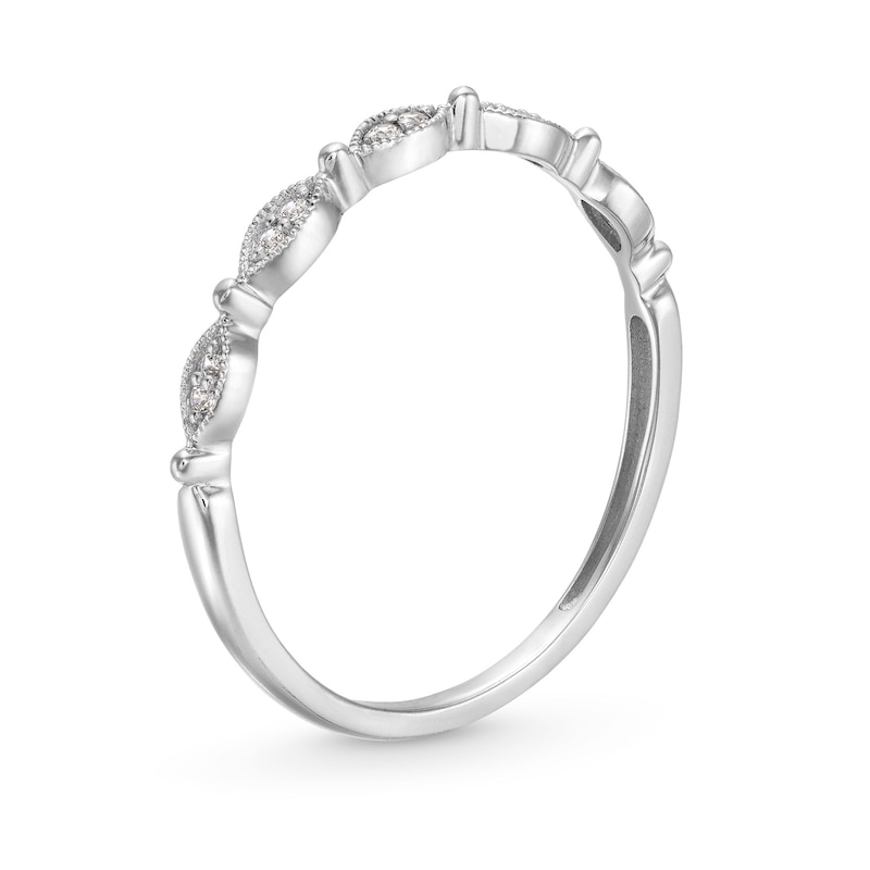 Main Image 2 of 1/20 CT. T.W. Diamond Art Deco Vintage-Style Stackable Anniversary Band in 10K White Gold