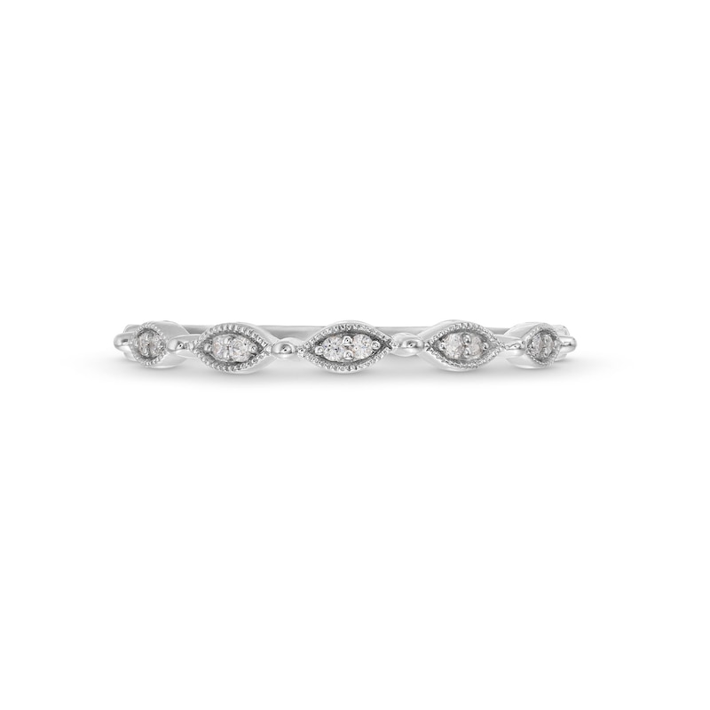 Main Image 3 of 1/20 CT. T.W. Diamond Art Deco Vintage-Style Stackable Anniversary Band in 10K White Gold