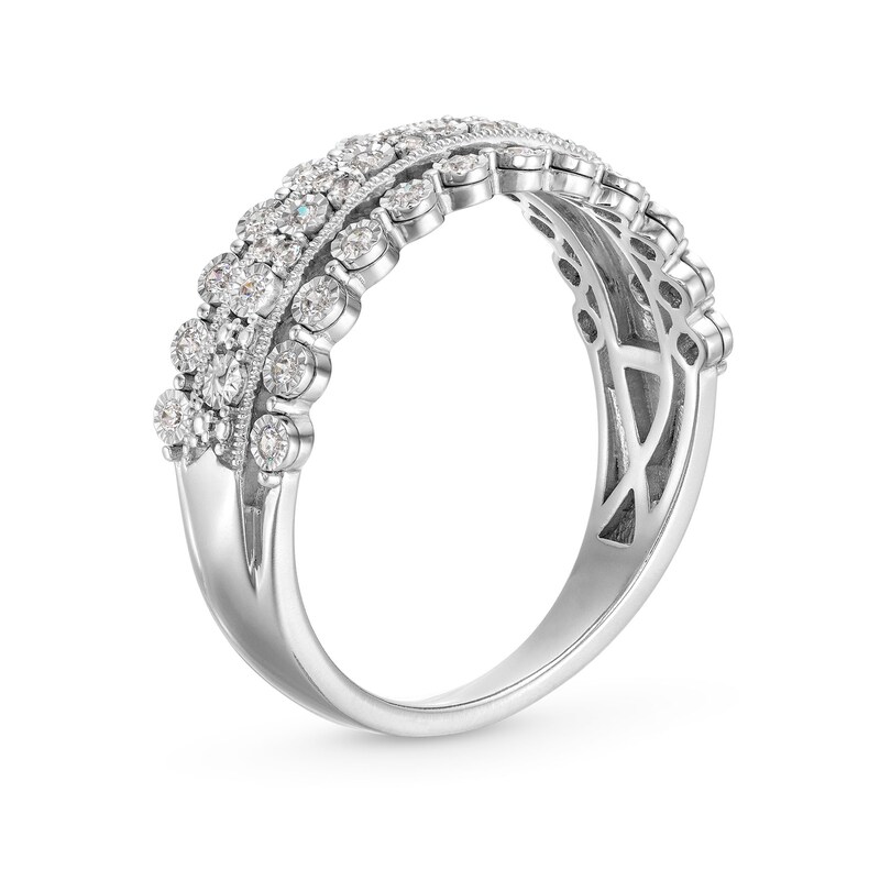 Main Image 2 of 1/4 CT. T.W. Diamond Multi-Row Vintage-Style Anniversary Band in 10K White Gold