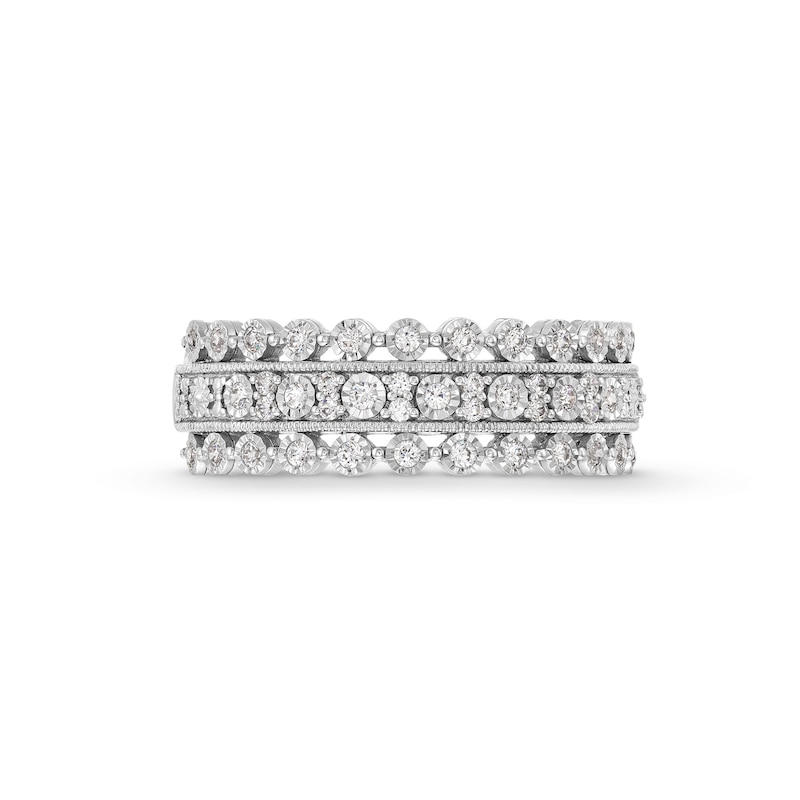 Main Image 3 of 1/4 CT. T.W. Diamond Multi-Row Vintage-Style Anniversary Band in 10K White Gold