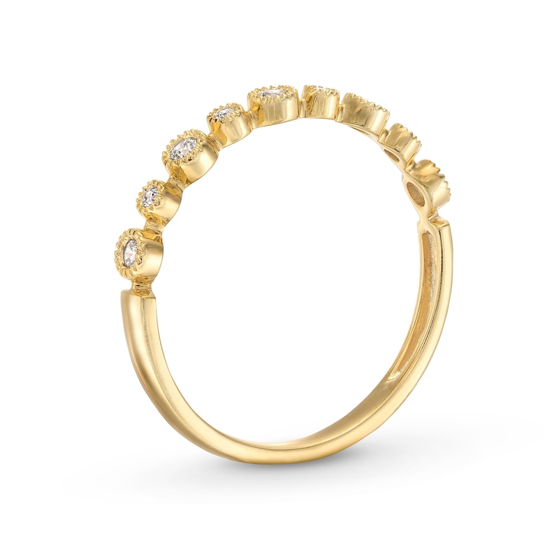 Main Image 2 of 1/15 CT. T.W. Diamond Bezel-Set Alternating Vintage-Style Stackable Anniversary Band in 10K Gold
