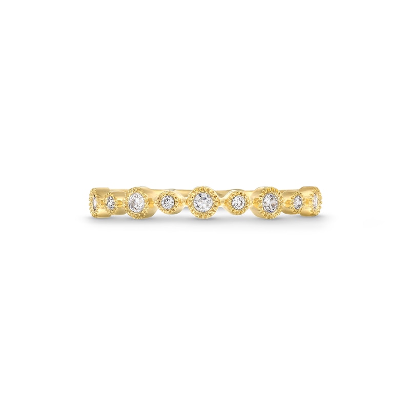 Main Image 3 of 1/15 CT. T.W. Diamond Bezel-Set Alternating Vintage-Style Stackable Anniversary Band in 10K Gold