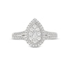 Thumbnail Image 3 of 1/2 CT. T.W. Pear-Shaped Multi-Diamond Frame Split Shank Vintage-Style Engagement Ring in 10K White Gold
