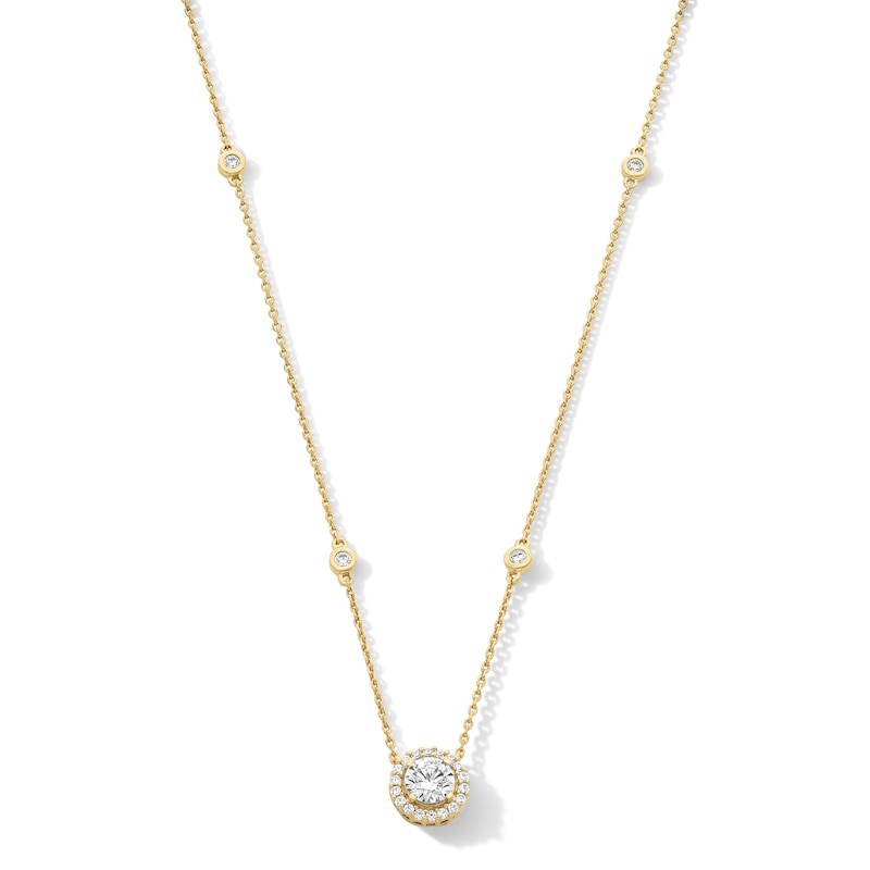 Main Image 1 of 3/4 CT. T.W. Diamond Frame Station Necklace in 14K Gold
