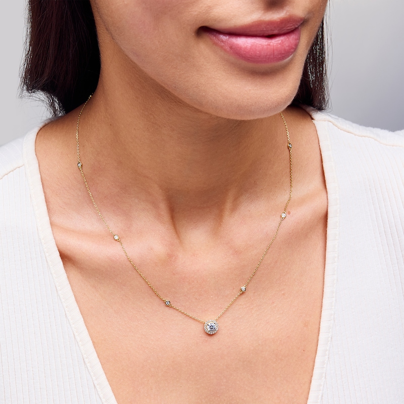 Main Image 2 of 3/4 CT. T.W. Diamond Frame Station Necklace in 14K Gold