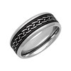 Thumbnail Image 2 of 8.0mm Woven-Pattern Engravable Wedding Band in Stainless Steel and Black PVD Plate (2 Lines)
