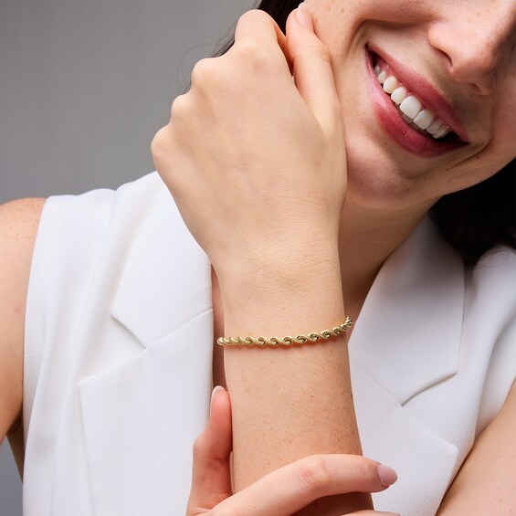 3.7mm Silk Ropeâ¢ Chain Bracelet in Hollow 14K Gold - 8.5â