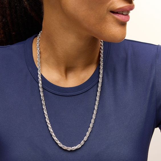 5.6mm Diamond-Cut Rope Chain Necklace in Solid Sterling Silver - 24â