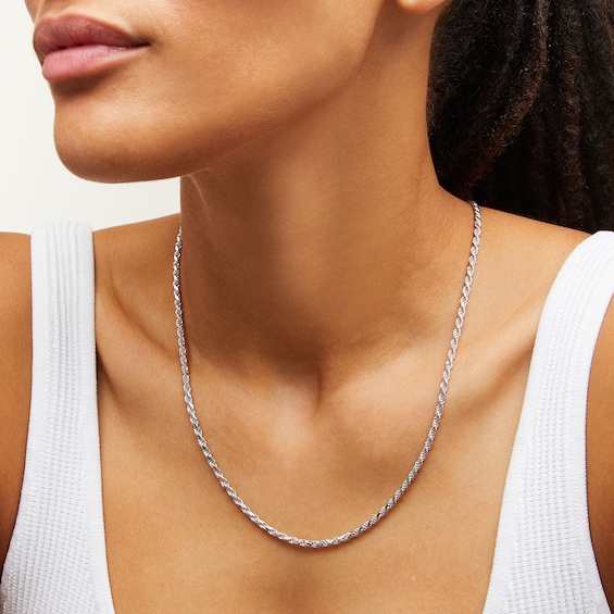 2.7mm Diamond-Cut Rope Chain Necklace in Solid Sterling Silver - 22â