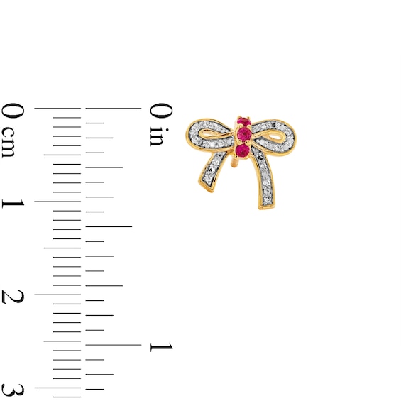 Lab-Created Ruby and 1/10 CT. T.w. Diamond Bow Necklace, Ring and Earrings Set in Sterling Silver with 14K Gold Plate