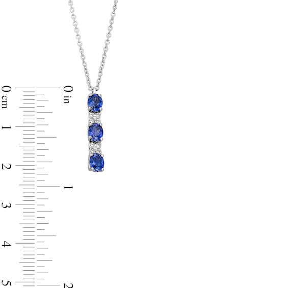 Oval Blue and White Lab-Created Sapphire Drop Pendant, Bolo Bracelet, Earrings and Ring Set in Sterling Silver - Size 7