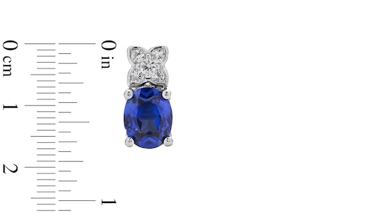 Oval Blue and White Lab-Created Sapphire Drop Pendant, Bolo Bracelet, Earrings and Ring Set in Sterling Silver - Size 7