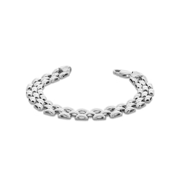 10.0mm Panther Triple Row Link Bracelet in Hollow Sterling Silver - 7.5"