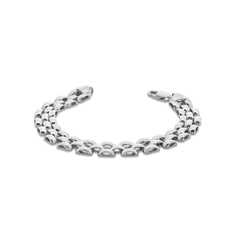 Main Image 1 of 10.0mm Panther Triple Row Link Bracelet in Hollow Sterling Silver - 7.5"