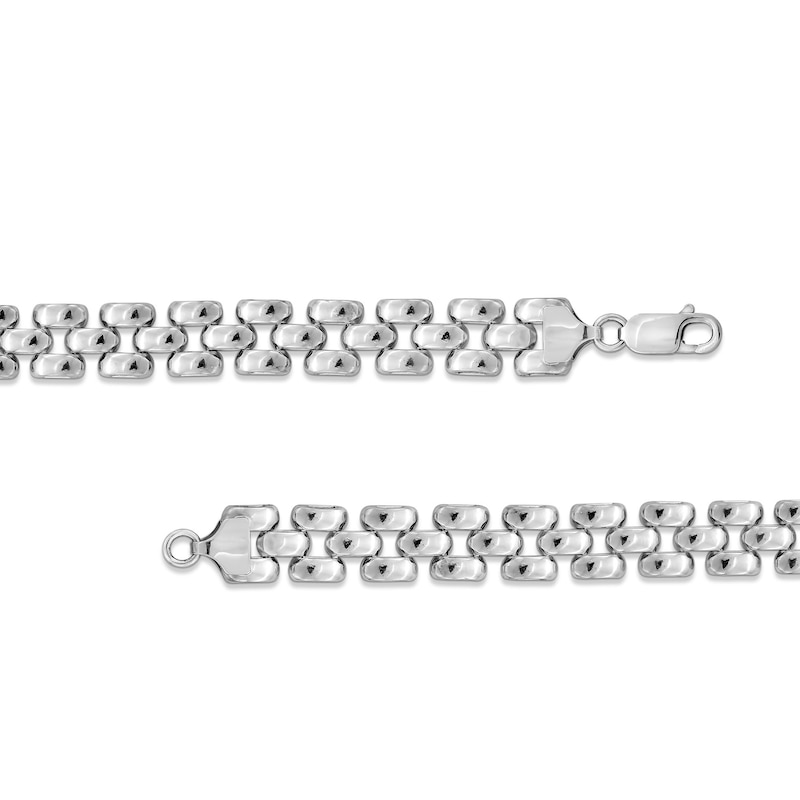 Main Image 3 of 10.0mm Panther Triple Row Link Bracelet in Hollow Sterling Silver - 7.5"