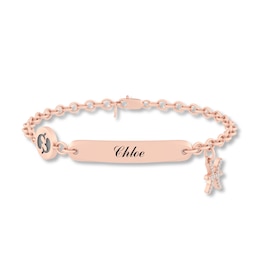 1/15 CT. T.W. Diamond Engravable Pisces Zodiac Sign ID Plate Charm Bracelet (1 Line) - 8"