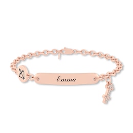 1/20 CT. T.W. Diamond Engravable Sagittarius Zodiac Sign ID Plate Charm Bracelet (1 Line) - 8"