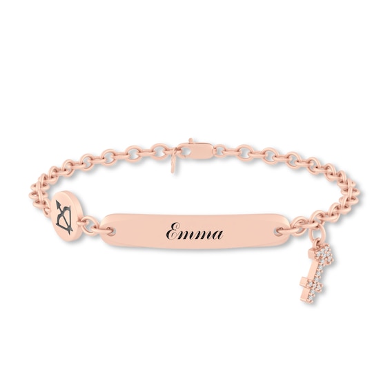 1/20 CT. T.w. Diamond Engravable Sagittarius Zodiac Sign ID Plate Charm Bracelet (1 Line) - 8"