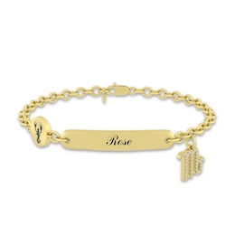 1/10 CT. T.W. Diamond Engravable Scorpio Zodiac Sign ID Plate Charm Bracelet (1 Line) - 8"