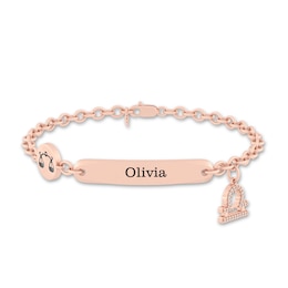 1/15 CT. T.W. Diamond Engravable Libra Zodiac Sign ID Plate Charm Bracelet (1 Line) - 8"