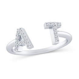 1/6 CT. T.W. Diamond Couple's Initials Open Shank Ring (2 Initials)