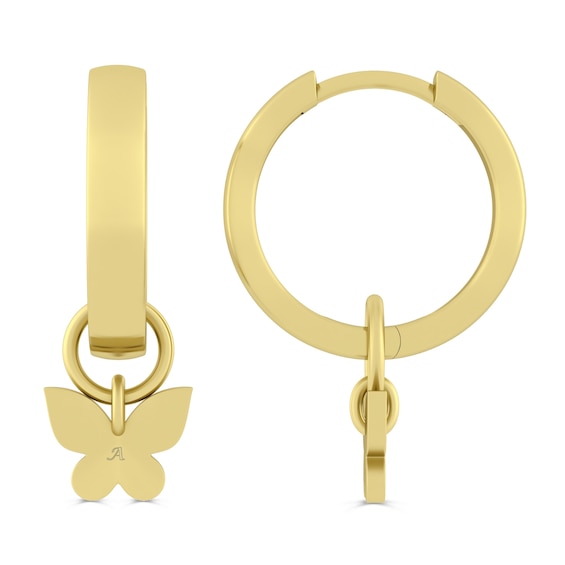 Engravable Initial Butterfly Hoop Earrings (2 Initials)