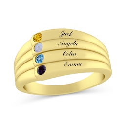 Mother's Birthstone Engravable Multi-Row Ring (1-4 Stones and Lines)