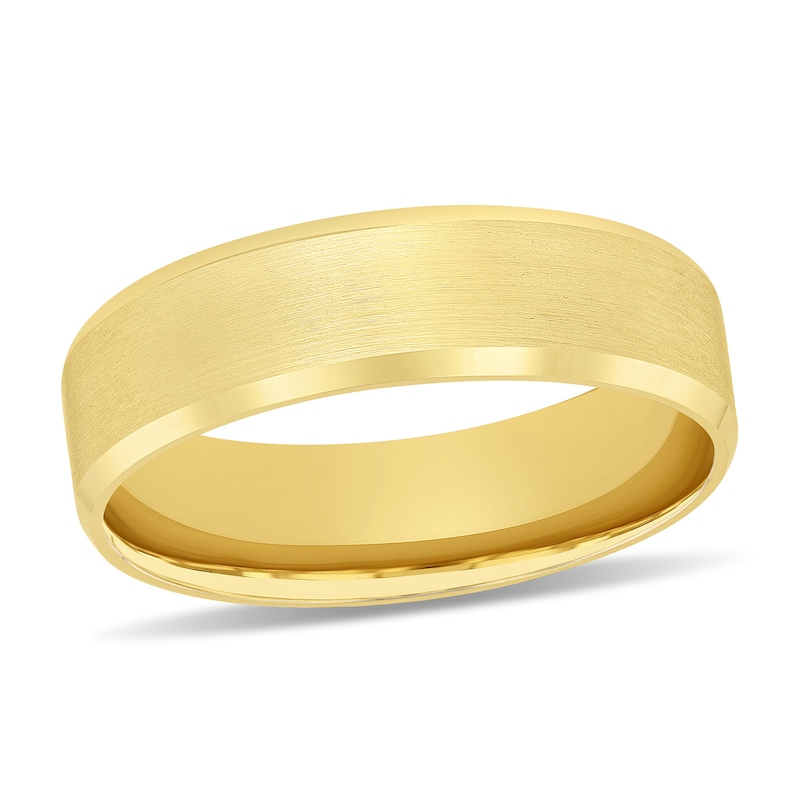 Main Image 1 of 6.0mm Engravable Beveled Edge Wedding Band in 10K Gold (1 Line)