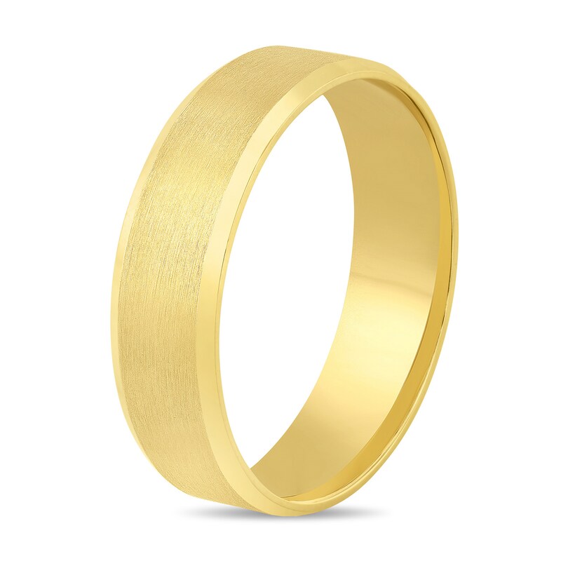 Main Image 2 of 6.0mm Engravable Beveled Edge Wedding Band in 10K Gold (1 Line)