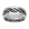 Thumbnail Image 1 of 9.0mm Tribal-Pattern Engravable Wedding Band in Stainless Steel and Black PVD Plate (2 Lines)