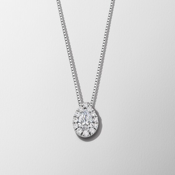 1 CT. T.w. Pear-Shaped Certified Lab-Grown Diamond Frame Pendant in 14K White Gold (F/Si2)