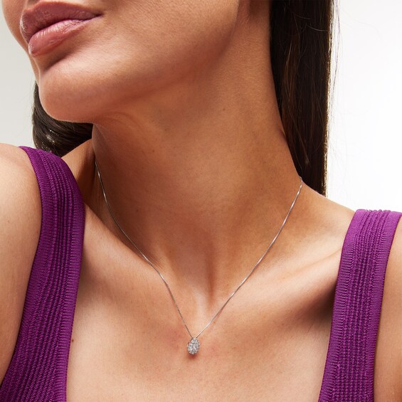 1 CT. T.w. Pear-Shaped Certified Lab-Grown Diamond Frame Pendant in 14K White Gold (F/Si2)