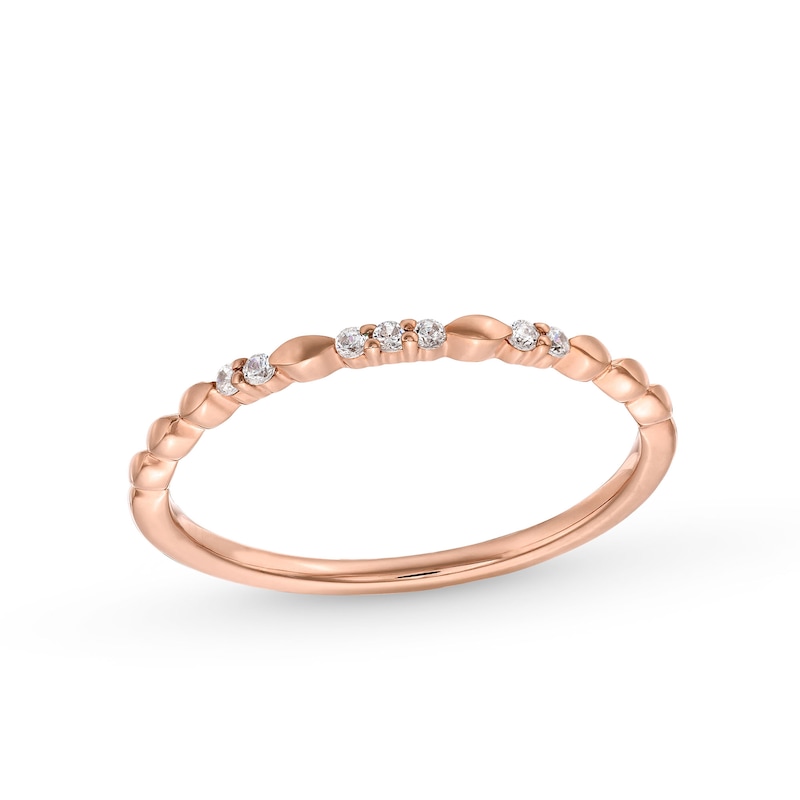 Main Image 1 of 1/20 CT. T.W. Diamond Station Stackable Anniversary Band in 10K Rose Gold