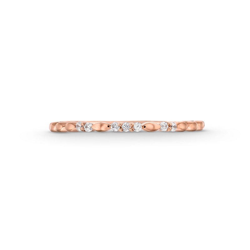 Main Image 3 of 1/20 CT. T.W. Diamond Station Stackable Anniversary Band in 10K Rose Gold