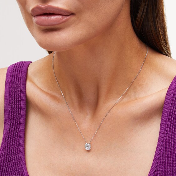 1 CT. T.w. Emerald-Cut Certified Lab-Grown Diamond Frame Pendant in 14K White Gold (F/Si2)