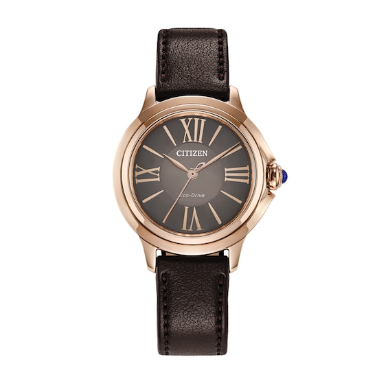 Ladiesâ Citizen Eco-DriveÂ® Ceci Rose-Tone IP Strap Watch with Brown Dial (Model: Em1163-09X)