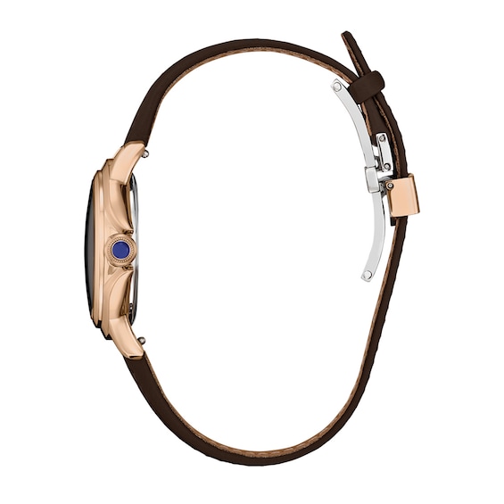 Ladiesâ Citizen Eco-DriveÂ® Ceci Rose-Tone IP Strap Watch with Brown Dial (Model: Em1163-09X)