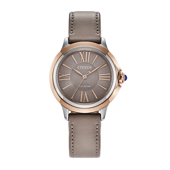 Ladiesâ Citizen Eco-Drive® Ceci Rose-Tone IP Strap Watch with Grey Dial (Model: Em1166-01Z)