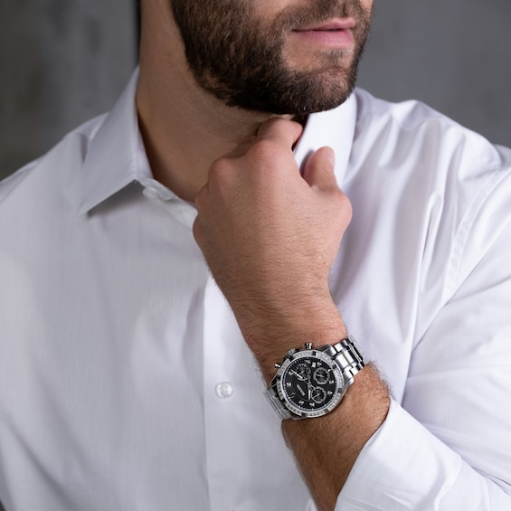 Men's Bulova Classic 1/8 CT. T.w. Diamond Chronograph Watch with Black Dial (Model: 96J119)
