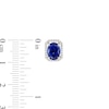 Thumbnail Image 3 of Oval Blue Lab-Created Sapphire and 1/6 CT. T.W. Diamond Open Octagon Frame Stud Earrings in 10K White Gold