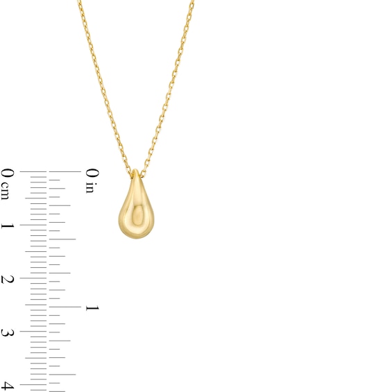 Teardrop Pendant and Stud Earrings Set in Hollow 10K Gold - 17"