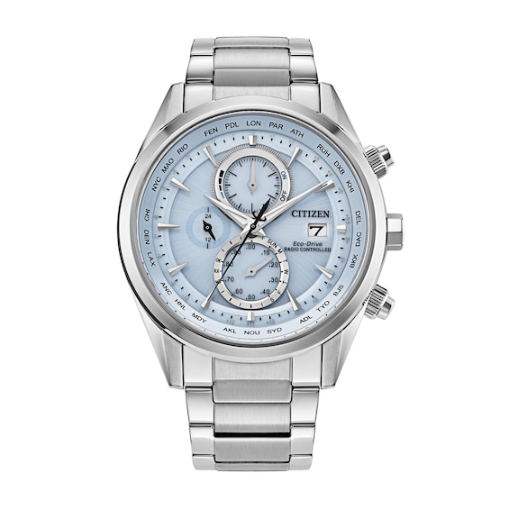 Men's Citizen Eco-Drive® Sport Luxury Chronograph Watch with Sky Blue Dial (Model: At8260-51M)