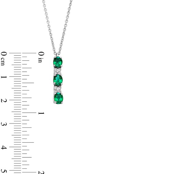 Oval Lab-Created Emerald and White Lab-Created Sapphire Pendant, Bolo Bracelet, Earrings and Ring Set in Sterling Silver