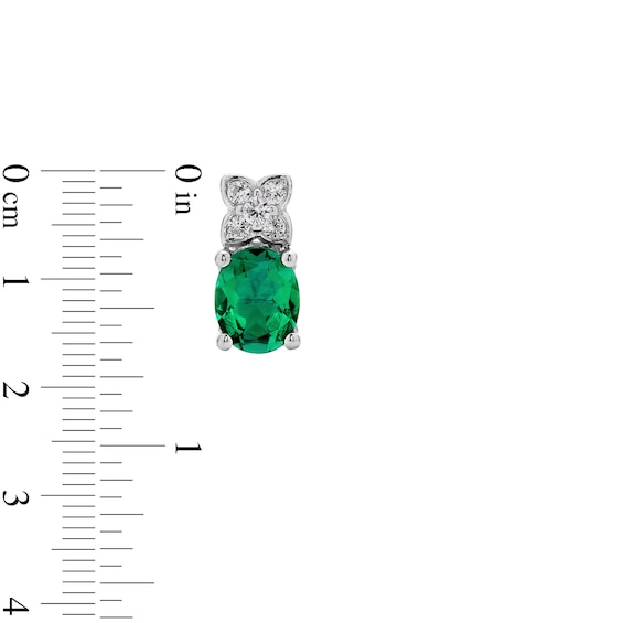 Oval Lab-Created Emerald and White Lab-Created Sapphire Pendant, Bolo Bracelet, Earrings and Ring Set in Sterling Silver