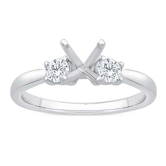 1/4 CT. T.w. Diamond Three Stone Semi Mount in 14K White Gold