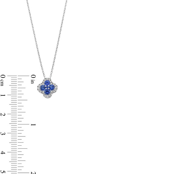 Blue and White Lab-Created Sapphire Clover Frame Pendant, Stud Earrings and Ring Set in Sterling Silver