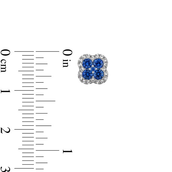 Blue and White Lab-Created Sapphire Clover Frame Pendant, Stud Earrings and Ring Set in Sterling Silver