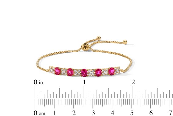 Lab-Created Ruby and Lab-Created Sapphire Pendant, Bracelet, Earrings and Ring Set in Sterling Silver and 14K Gold Plate