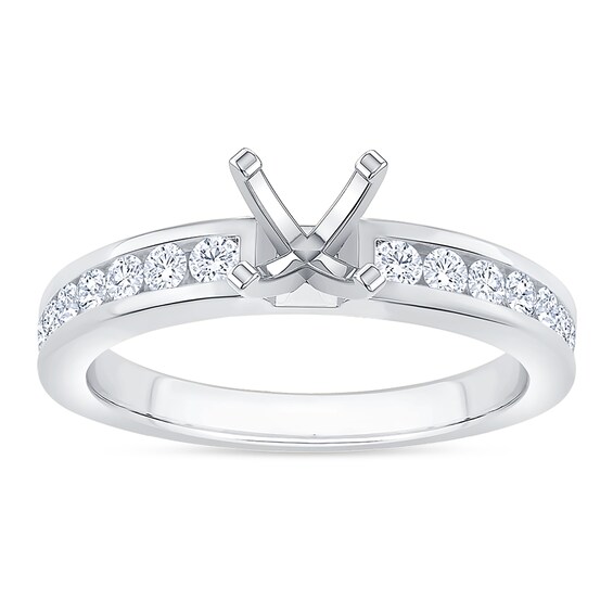 3/8 CT. T.w. Diamond Channel-Set Shank Semi Mount in 14K White Gold