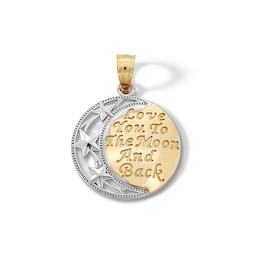 10K Solid Gold Love You to the Moon and Back Two-Tone Charm
